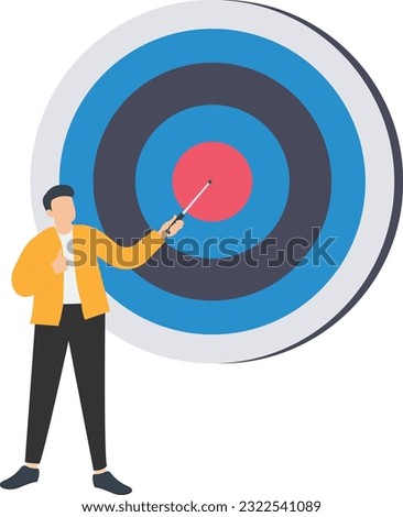 Specific goal and clarify objective or target, Focus or concentrate on purpose to win business mission, Perfection or aiming at target, Businessman pointing at center of target
 Royalty-Free Stock Photo #2322541089