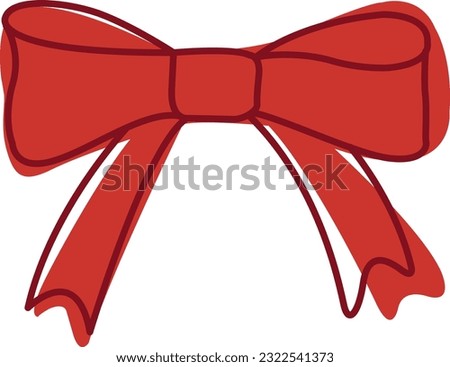 Abstract red bow doodle flat design for decoration for gift and celebration concept.