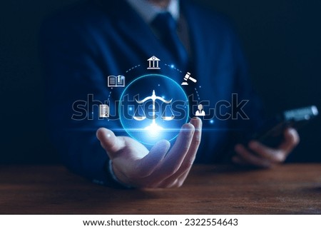 Legal advice for digital technologies, business, finance, intellectual property. Legal advisor, corporate lawyer, attorney service. Laws and regulations. paperwork expert consulting Related Crime Act. Royalty-Free Stock Photo #2322554643