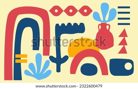 Abstract boho shape background illustration vector texture clip art aesthetic psychedelic colorful matisse style textile printable