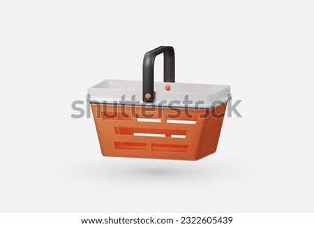Empty shopping carts or basket 3d icon render illustration
