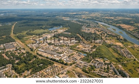 The panorama of Daugavpils city  photographed with a drone on a sunny summer day. Daugavpils, Latvia, Latgale, Europe (series)