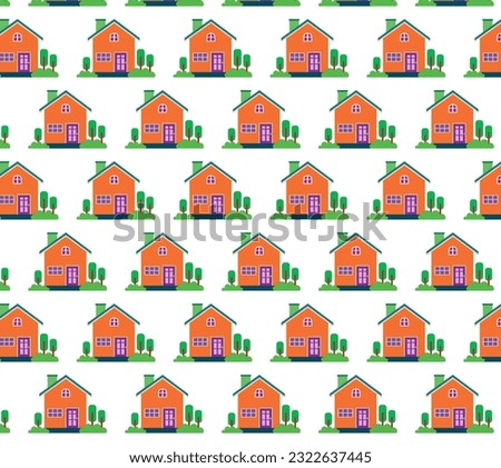 COLORFUL AND BEAUTIFUL NEW SHPAE UNIQUE DESIGN VILLAGE HOUSE BACKGROUND WRAPPING PATTERN, CREATIVE AND AMAZING STRUCTURE TOWN HOUSE AND VILLAGE HOME SEAMLESS PRINTING PATTERN, HOME PATTERN NEW DESIGN