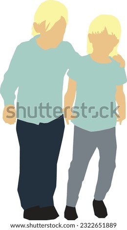 Standing Boys 2 Vector Illustration