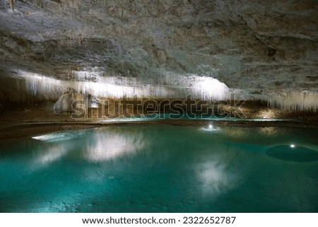 Splendid caves of Choranche in the Vercors, Isère, France. Royalty-Free Stock Photo #2322652787