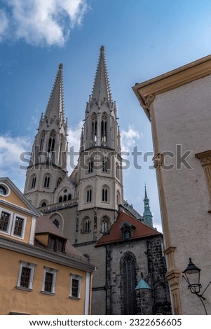 Pfarrkirche St. Peter und Paul Landmark Gothic evangelical church noted for its soaring twin spires, copper roof in Gorlitz Germany