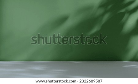 Abstract green studio background for product presentation, copy space