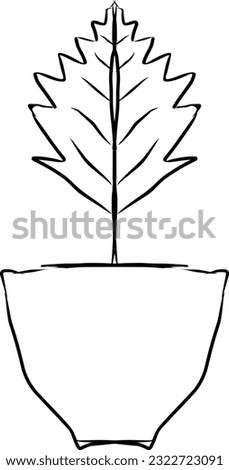 Sketch of Leaf Pot For Drawing