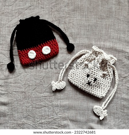 Mini crochet character drawstring pouch bag pattern