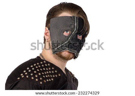 Image of the angry man looking at camera on white background