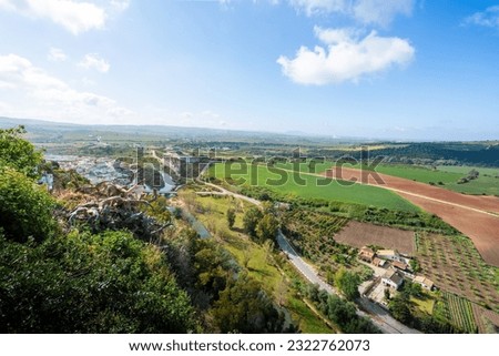 Aerial view of Guadelete River from Abades Viewpoint - Arcos de la Frontera, Cadiz, Spain Royalty-Free Stock Photo #2322762073