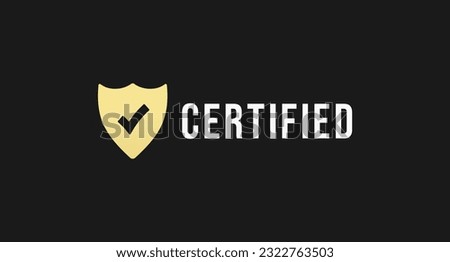 Official Certified Label or Elegant Certified Sign vector isolated in flat style. Official Certified Label for product packaging design element. Elegant certified sign for packaging design element. Royalty-Free Stock Photo #2322763503
