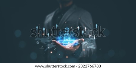 CRM, Customer Relationship Management, Executive's select Human Resource Network Structure HR, effective management and recruitment, effective organizational structure, training, hiring, performance. Royalty-Free Stock Photo #2322766783