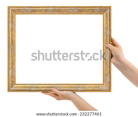 Frame in hands isolated on white background