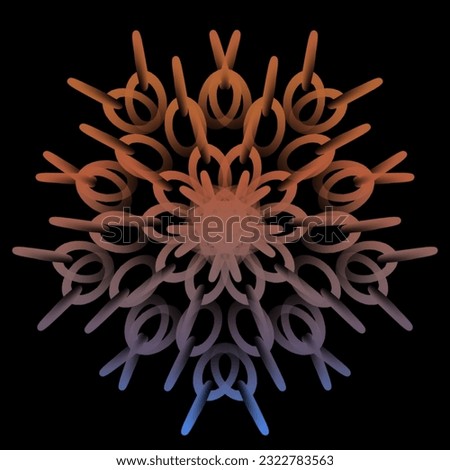 Colorful kaledoscope star mandala. The color of twilight and the color of the sky are clear. Star with chain motif. Raw mandala logo without writing