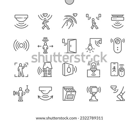 Motion sensor. Smart house. Sensor waves. Security and automatic lighting. Pixel Perfect Vector Thin Line Icons. Simple Minimal Pictogram Royalty-Free Stock Photo #2322789311