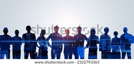 Group of multinational people and digital technology concept. Digital transformation. System engineering. Royalty-Free Stock Photo #2322793363