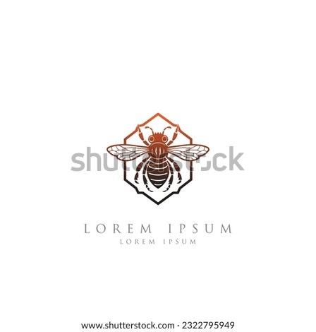 minimal hipster bee bumblebee logo icon vector in trendy simple linear line outline style. Bee Logo can be used for company, icon, and others. queen bee logo design. abstract Bee icon Logo design 