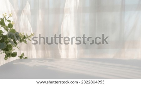 Abstract window blinds with morning sunlight, minimalistic background