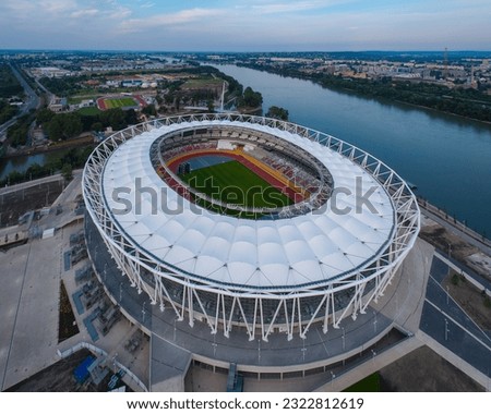 National Athletics Centre in Budapest, Hungary. This area is a part of Csepel district in the capital city of Hungary. This place host of the World athletics championships 2023. Royalty-Free Stock Photo #2322812619