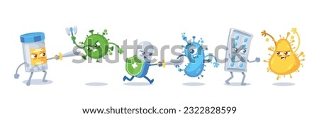 Antiviral Medicine Characters Combat Viral Infections, Inhibiting The Replication And Spread Of Viruses Within The Body Royalty-Free Stock Photo #2322828599