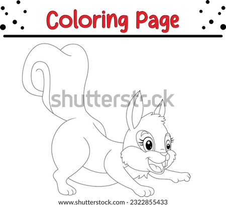 Happy Squirrel coloring page for children. Cute Cartoon Squirrel Isolated on a White Background Coloring book.