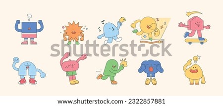 Abstract shape anthropomorphic character. A set of collections of various emotions and motions. Royalty-Free Stock Photo #2322857881