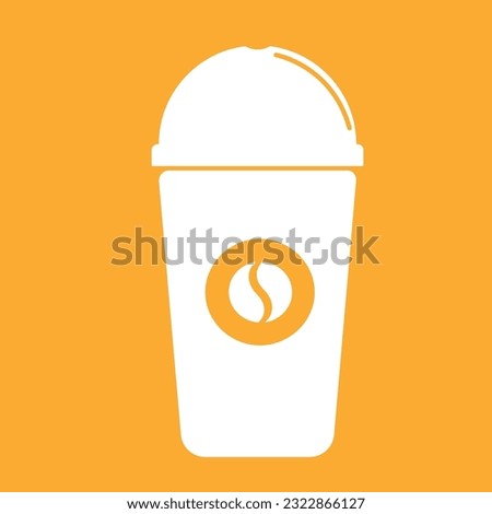 Coffee cup icon. Paper coffee cup. Stock vector , yelow background , Coffee icon 