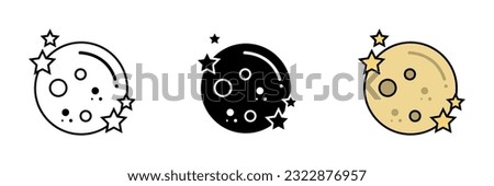 Moon and Star Icon, an icon featuring a crescent moon and a star, representing the beauty and mystique of the nighttime sky. Royalty-Free Stock Photo #2322876957