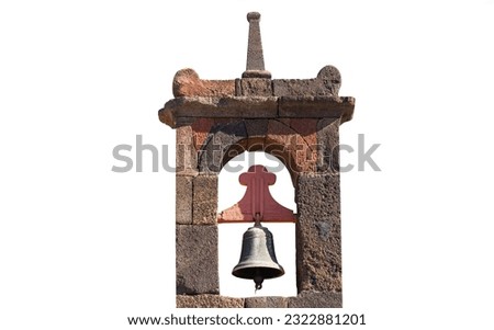 old bell in arch isolated on white background