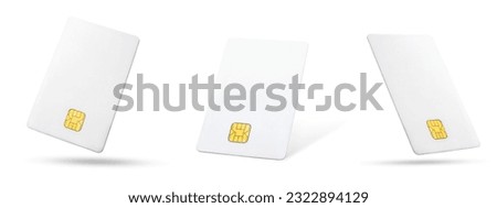 Plastic bank credit card templates. Blank credit chip card on a white background for business and finance, digital technology payment mockup, online payment concept. Royalty-Free Stock Photo #2322894129