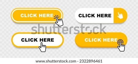 Click Here Button with pointer clicking. Web button set. Click button. Clicking the icon. Action button click here with click cursor. Vector illustration. Royalty-Free Stock Photo #2322896461