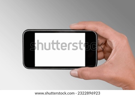 Hand holding smartphone with blank screen for Infographic Global Business web site design app