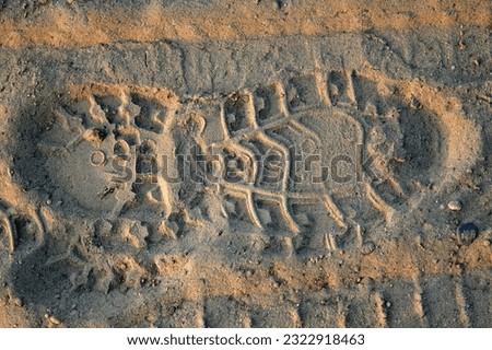 Imprint of a sports shoe in the sand