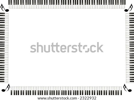 piano musical border with music notes in the corners