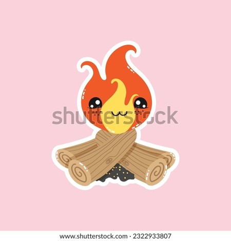Fire. Kawaii. Cute Sticker. Cute Kawaii Style Stickers
