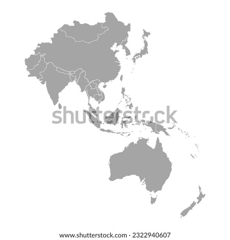 Grey map of Asia Pacific. Royalty-Free Stock Photo #2322940607