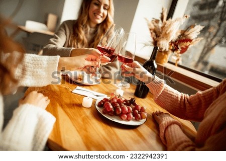 Gastronomic pleasure. Developing taste. Delicious food and drinks. Female friends having meeting at cafe on warm sunny day. Concept of party, celebration, taste, alcohol. Copy space for ad