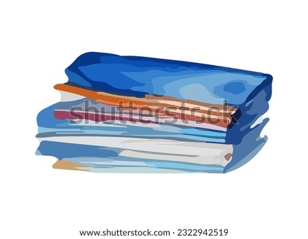 Notebook, book, folder painted in watercolor. Vector illustration for study. Back to school, supplies for classes.