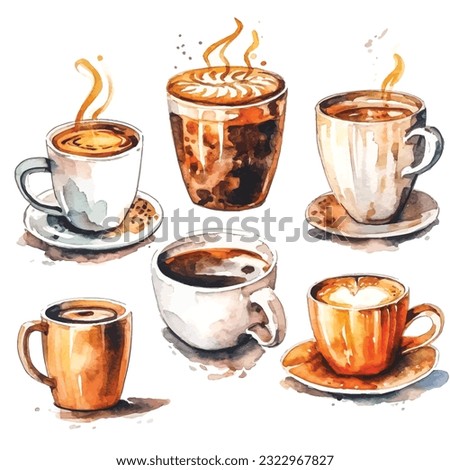 High-Quality Coffee Clipart Set: Beautiful Watercolor Style for Visuals