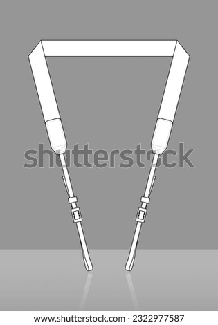 White Camera Strap Template On Gray Background, Vector File