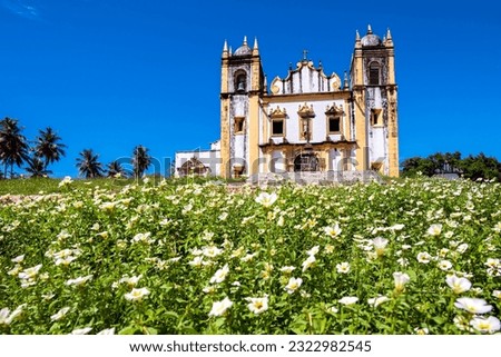 The Baroque architecture of Igreja do Carmo Church in the city of Olinda, Pernambuco, Brazil in the summer.