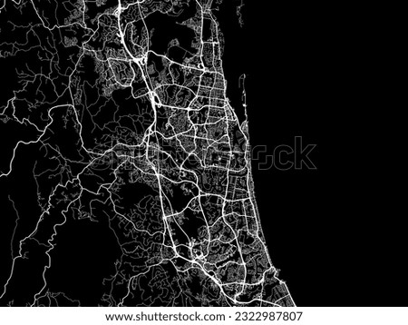 Vector city map of Gold Coast in Australia with white roads isolated on a black background. Royalty-Free Stock Photo #2322987807