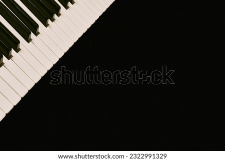 Business card for musicians, entertainment producers, piano keys on a black                               