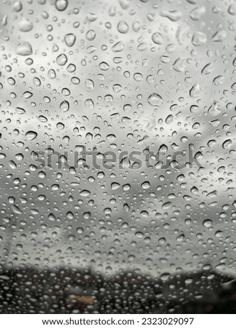 Raindrops on a cloudy rainy day