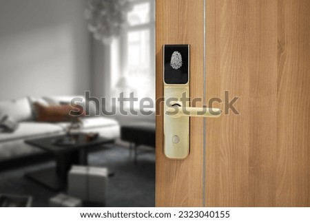 Digital Door lock or Electronics knob door for access living room security, Selective focus