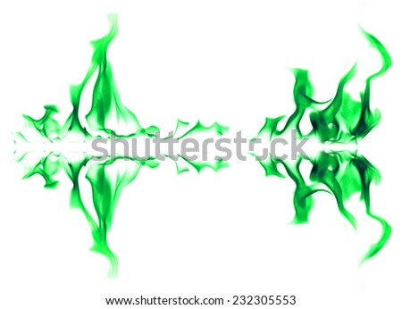 Green fire light smoke abstract shapes background