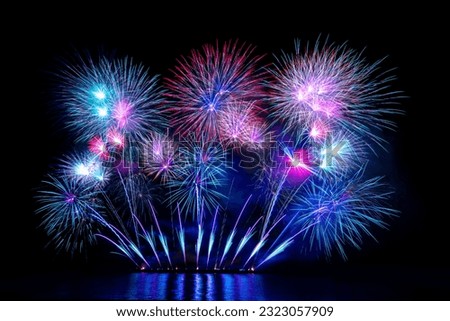 Silhouette firework isolated display for celebration happy new year and merry christmas on black isolated background