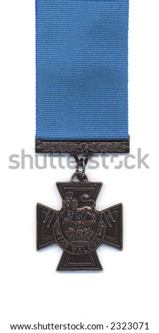 British Victoria Cross with a blue ribbon. Medals issued to the Royal Navy prior to 1918 were suspended from a blue ribbon. With the creation of the RAF crimson ribbons became standard.