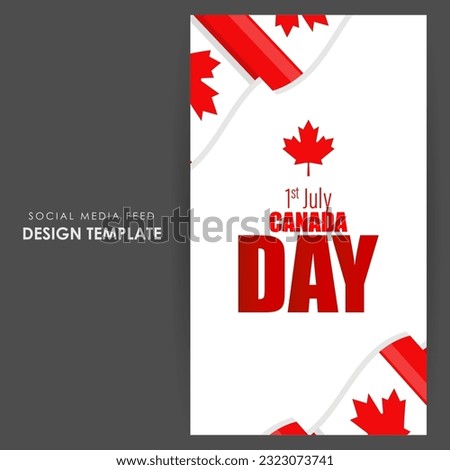 Vector illustration of Happy Canada Day social media story feed mockup template